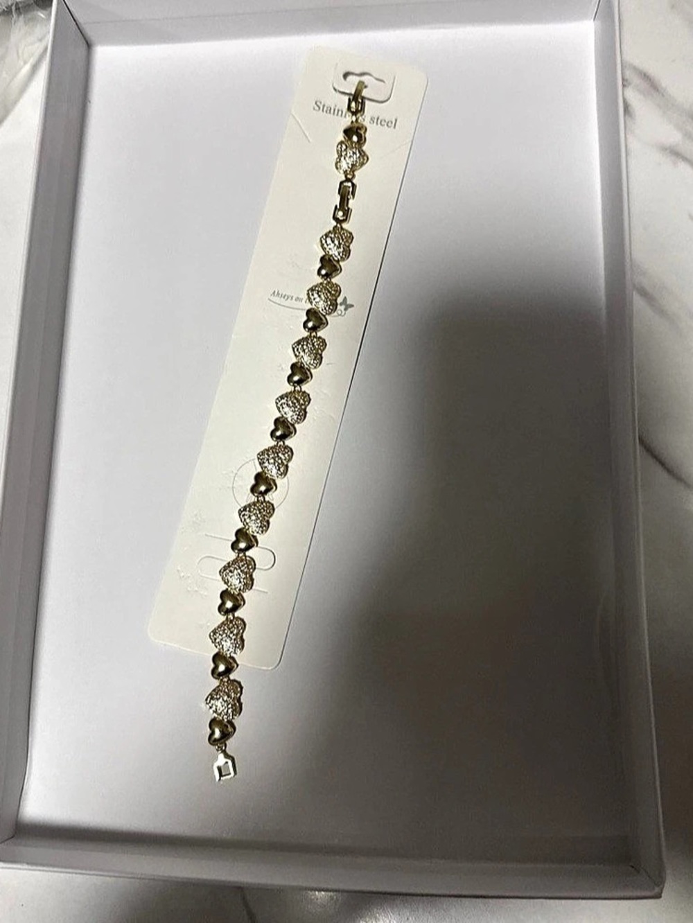 Gold-Tone Heart Link Bracelet NWT